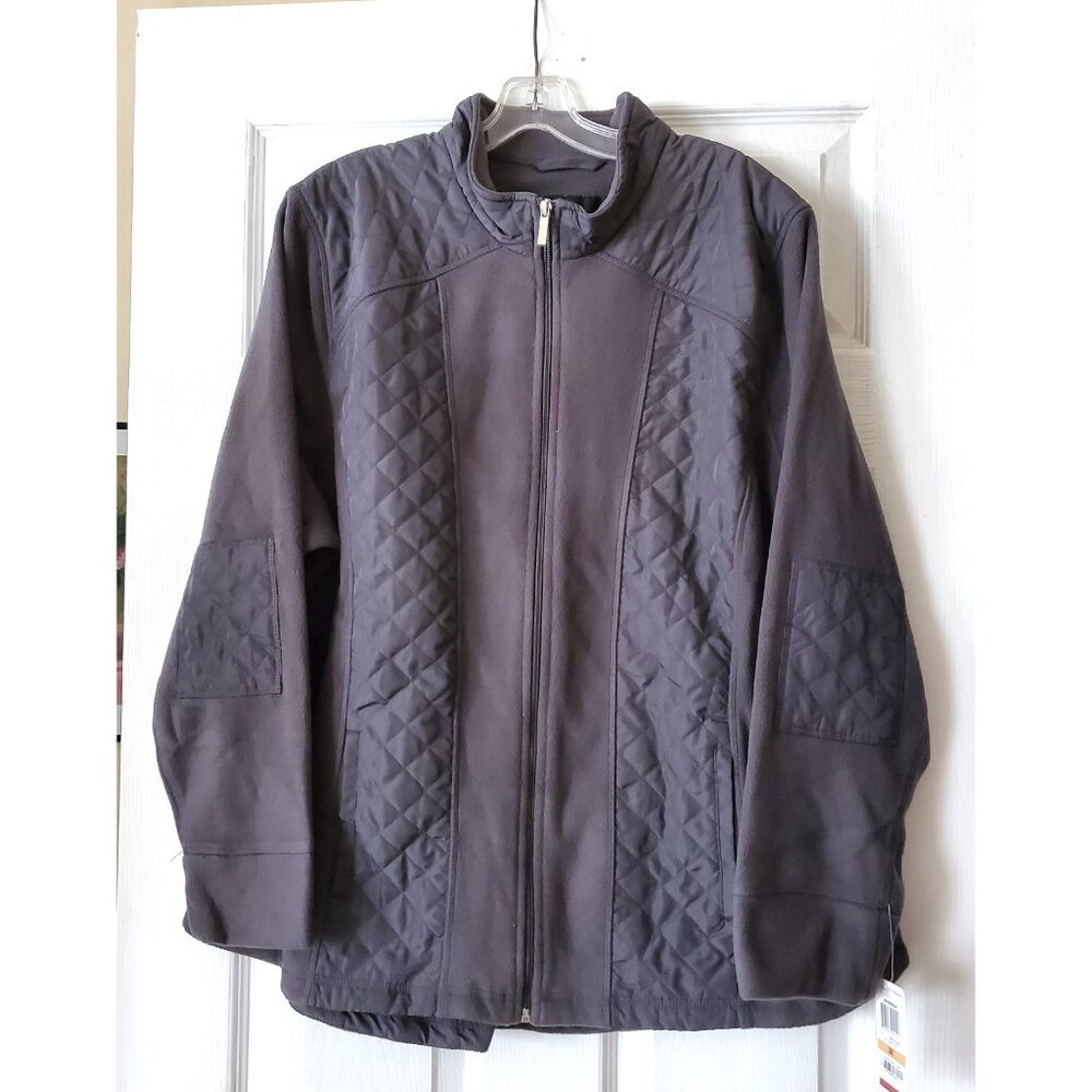 STYLE & CO WOMAN SPORT FLEECE AND QUILTED GRAY JACKET SIZE 3X NWT